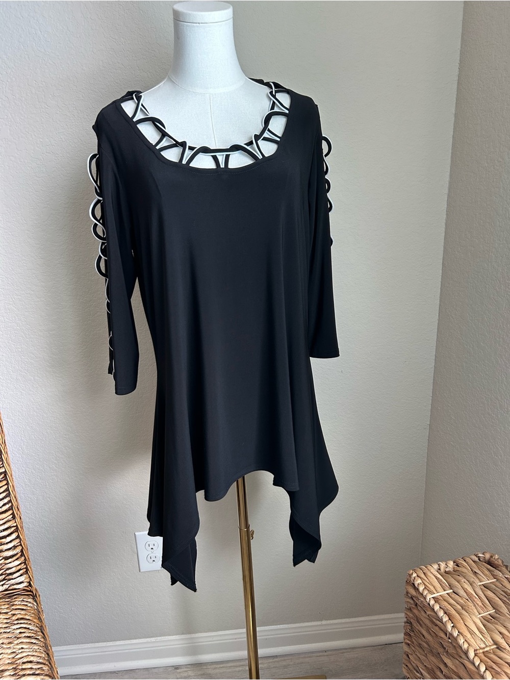 Joseph Ribkoff Black Top with White Trim